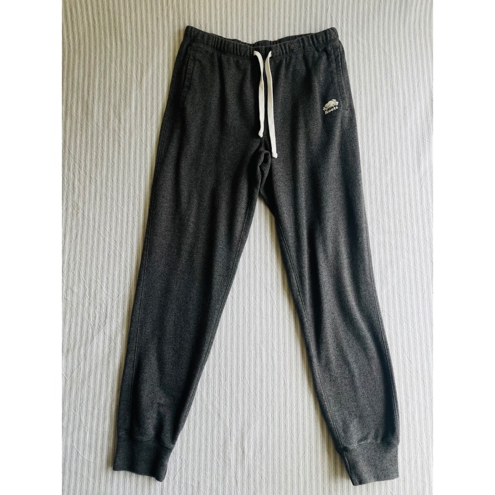 Roots Salt & Pepper Sweatpants Charcoal Grey Joggers Women's Medium Drawstring